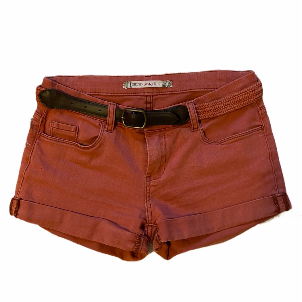 Chelsea & Violet Salmon Shorts with Belt